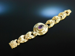 Feinstes Biedermeier um 1850! Amethyst Armband Silber vergoldet