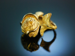 Fabulous Fish! Riesiger Fisch Vintage Ring um 1960 Gold 900