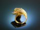 Big Dolphin! Gro&szlig;er Fisch Vintage Ring um 1960 Diamanten Gold 750