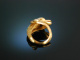 Big Dolphin! Gro&szlig;er Fisch Vintage Ring um 1960 Diamanten Gold 750