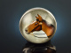 England um 1920! Horse Pin Brosche Silber Bergkristall mit geschnittenem Pferde Kopf