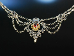 M&uuml;nchen um 1950! Wundervolles Trachten Collier Kette Silber Perle Granat