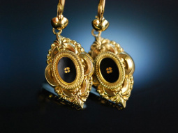Um 1860! Charmante Biedermeier Ohrringe Gold 585 Zieremail