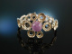 Flower Power um 1965! Gro&szlig;es Vintage Armband Silber 835 Amethyst