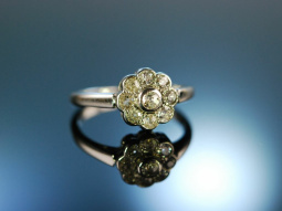 Be mine! Antiker Verlobungs Diamant Daisy Ring Wei&szlig;...