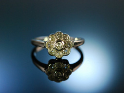 Be mine! Antiker Verlobungs Diamant Daisy Ring Wei&szlig;...