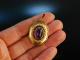 Um 1960! H&uuml;bscher Vintage Anh&auml;nger Gelb Gold 333 Amethyst
