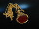 Um 1890! Wundervoller Wappen Anh&auml;nger mit Kette Gold 585 Karneol Intaglio
