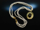 Onyx und Perlen! Antiker Anh&auml;nger vergoldet mit 3reihiger Zuchtperlenkette