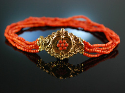 Vienna around 1850! Biedermeier Salmon Coral Chain 5 Row...