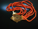 Vienna around 1850! Biedermeier Salmon Coral Chain 5 Row Gold Foam Buckle
