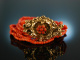 Vienna around 1850! Biedermeier Salmon Coral Chain 5 Row Gold Foam Buckle