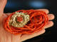 Vienna around 1850! Biedermeier Salmon Coral Chain 5 Row Gold Foam Buckle