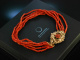 Vienna around 1850! Biedermeier Salmon Coral Chain 5 Row Gold Foam Buckle