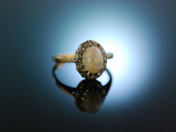 USA  um 1890! Feiner Opal Ring Gold 750 Diamanten