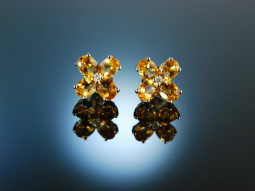 Pretty Blossoms! H&uuml;bsche Ohrringe Gold 750 Citrine Brillanten