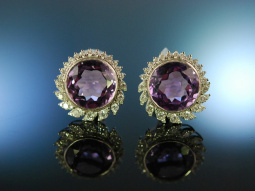 Feines Violett! Gro&szlig;e Ohrringe Wei&szlig; Gold 750 Amethyste Brillanten