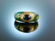Fabergé! Edler Ring Gold 750 Saphir Brillanten Email in Original Schatulle