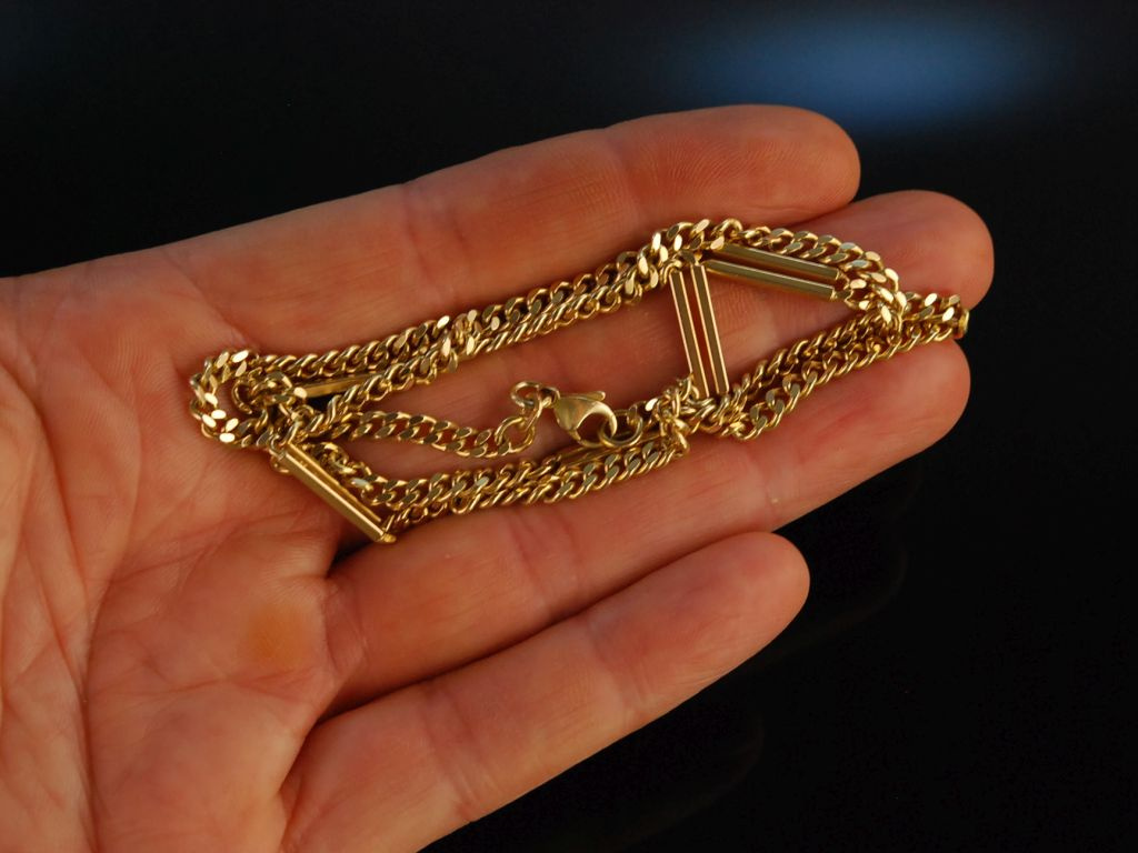 Halskette Collier Goldfarbe Steinles Steel 52 cm lang Massiv chmuck Ketten Goldketten 