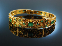 Fine Emeralds! Sch&ouml;nes Armband um 1950 Gold 750 Smaragde