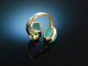 Soft Colours! Schicker Ring Silber 925 vergoldet Gr&uuml;nquarz Cabochons
