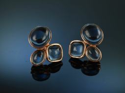 Smart Colours! Schicke Ohrringe Silber 925 ros&eacute; vergoldet Blauachat Cabochons