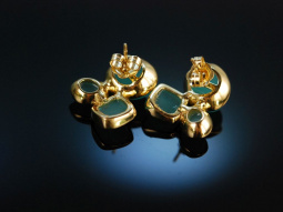 Smart  Colours! Schicke Ohrringe Silber 925 vergoldet Chrysopras Cabochons