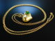 Frog King! Big heart pendant with chain silver 925 gold plated green enamel