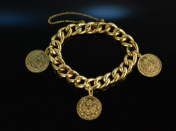 Um 1900! Historisches M&uuml;nze Armband Silber 800 vergoldet Kaiserreich M&uuml;nzen