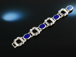 Around 1965! Chic Vintage Bracelet Silver 925 Lapis Lazuli