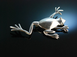 Kermit! Gro&szlig;e Frosch Brosche um 1970 Silber 925