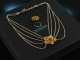 To the dirndl! Traditional costume necklace and earstuds silver 835 gold-plated rose petals