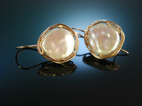 Wild Pearls! Groe Ohrringe Silber 925 rot vergoldet Mabe Perlen