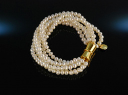 White Pearls! Edles 6reihigs Zuchtperlen Armband Magnetschlie&szlig;e Silber 925 vergoldet