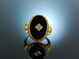 M&uuml;nchen um 1930! Sch&ouml;ner Ring Gold 585 Onyx Diamant