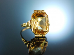 Um 1920! H&uuml;bscher alter Ring Gold 585 Citrin in Scherenschliff
