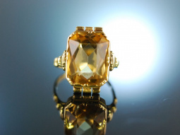 Um 1920! H&uuml;bscher alter Ring Gold 585 Citrin in Scherenschliff