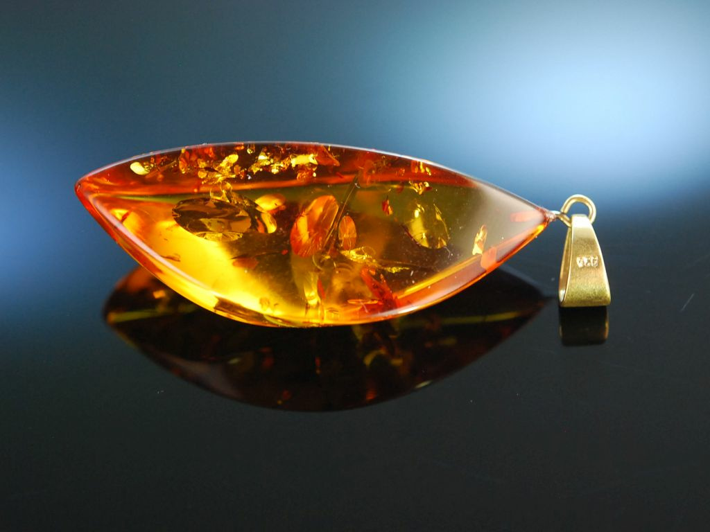 Baltic Amber! Großer Bernstein Anhänger Silber 925 vergoldet, 159,00 €