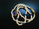 Delicate and pretty! Seed pearl necklace with lapis lazuli gold 585