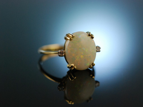 Australisches Feuer! Sch&ouml;ner Opal Ring Gold 750 Diamanten