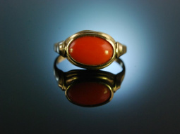 Um 1960! Vintage Lachs Korallen Ring Gold 333