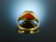 Um 1960! Vintage Lachs Korallen Ring Gold 333