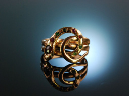 Um 1850! Historischer Schlangen Ring Gold 585 rote und...