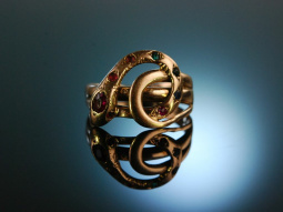 Um 1850! Historischer Schlangen Ring Gold 585 Rubin und...