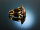 Um 1850! Historischer Schlangen Ring Gold 585 Rubin und Farbsteine