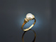 Historische Perle! Edler Ring Gold 750 große Orient Perle Diamanten