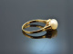 Historische Perle! Edler Ring Gold 750 große Orient Perle Diamanten