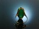 Um 1950! Gro&szlig;er Ring Gr&uuml;ne Jade Gold 333