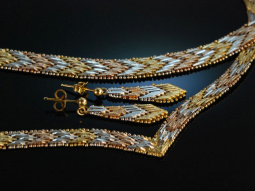 Schicke Sixties! Italienisches Schmuckset Kette Armband und Ohrringe Silber vergoldet