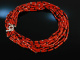 From the Mediterranean! Long necklace 5row noble Sardegna Coral Onyx Silver 925